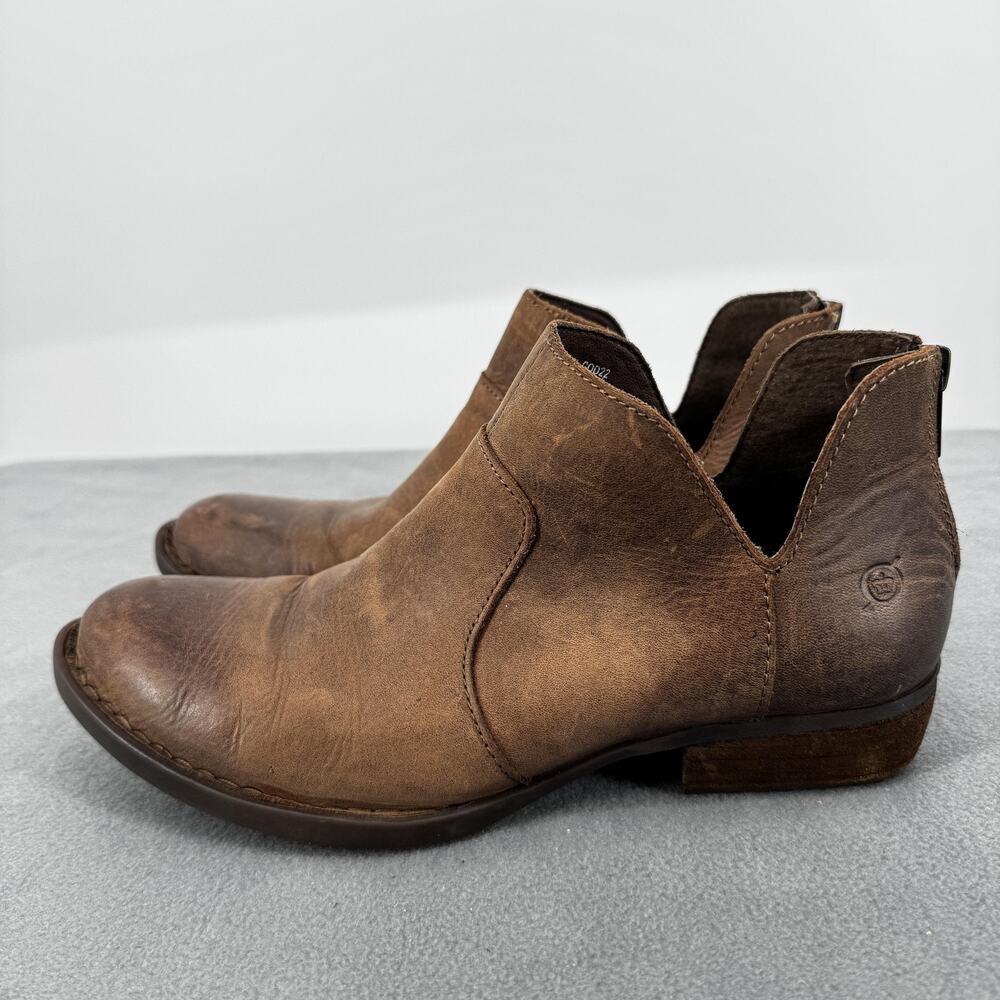 Born Kerri Womens 8 M Brown Leather Ankle Booties Rear Zip Western
